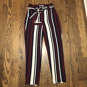 Express striped paperbag pants. Size 0R
